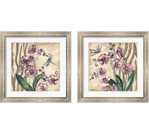 Boho Orchid & Dragonfly 2 Piece Framed Art Print Set by Tre Sorelle Studios