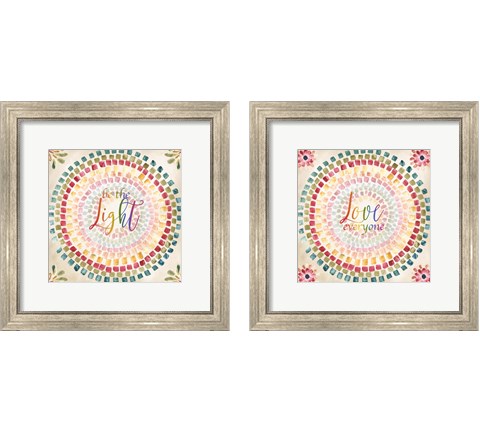 Mosaic Rainbow Round 2 Piece Framed Art Print Set by Tre Sorelle Studios