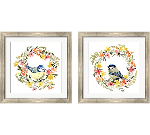 Springtime Wreath & Bird 2 Piece Framed Art Print Set by Emma Caroline