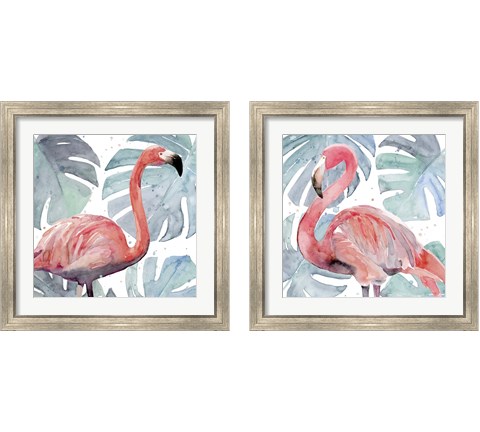Flamingo Splash 2 Piece Framed Art Print Set by Annie Warren