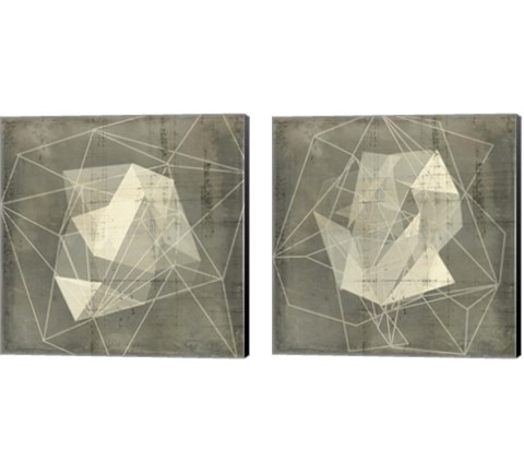 Geomolecule Blueprint 2 Piece Canvas Print Set by Jennifer Goldberger