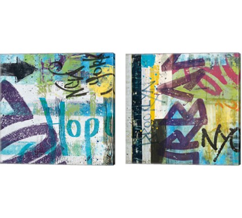 City Graffiti 2 Piece Canvas Print Set by Roque Silva