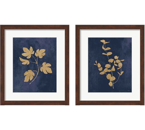 Botanical Study Gold Navy2 Piece Framed Art Print Set by Julia Purinton