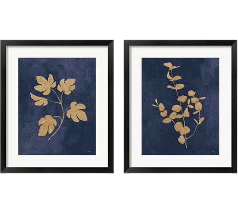 Botanical Study Gold Navy2 Piece Framed Art Print Set by Julia Purinton