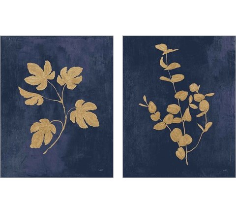 Botanical Study Gold Navy2 Piece Art Print Set by Julia Purinton