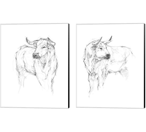 Bull Study 2 Piece Canvas Print Set by Ethan Harper