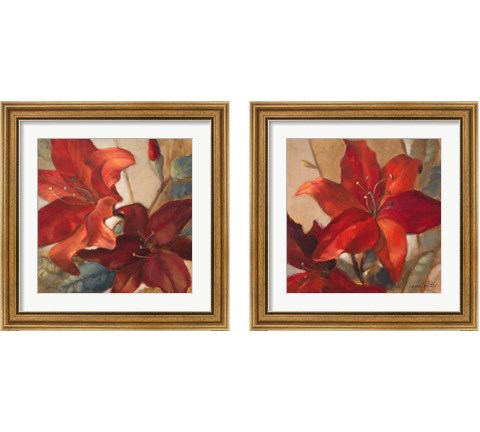 Crimson Fleurish 2 Piece Framed Art Print Set by Lanie Loreth