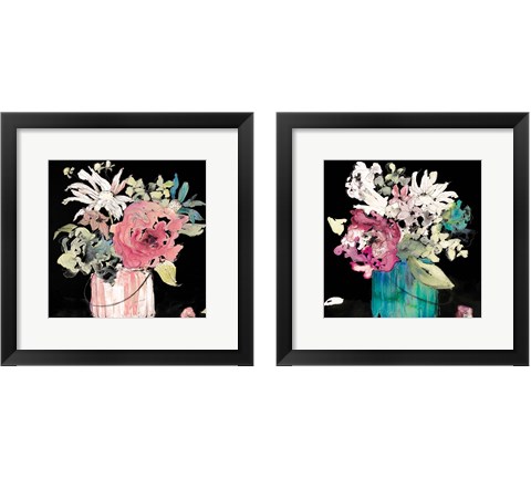 Flower Burst on Black 2 Piece Framed Art Print Set by Lanie Loreth