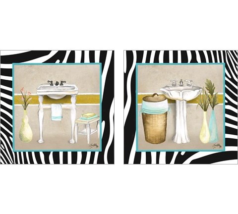 Zebra Bath 2 Piece Art Print Set by Elizabeth Medley