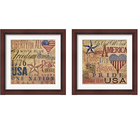 America Typography 2 Piece Framed Art Print Set by Elizabeth Medley