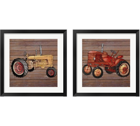 Tractor on Wood 2 Piece Framed Art Print Set by Elizabeth Medley