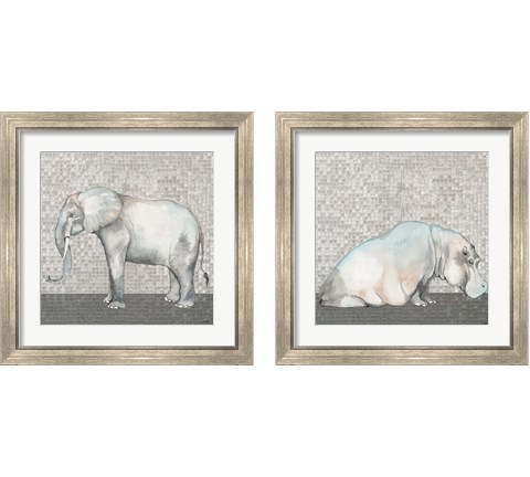 Introspective Hippo & Elephant 2 Piece Framed Art Print Set by Elizabeth Medley