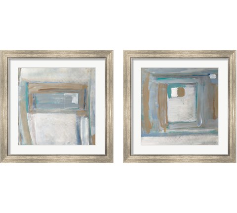 Grey Squares 2 Piece Framed Art Print Set by Merri Pattinian