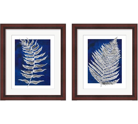 Blue Fern in White Border 2 Piece Framed Art Print Set by Elizabeth Medley