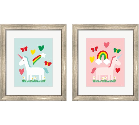 Unicorn Fun 2 Piece Framed Art Print Set by Ann Kelle