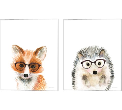 Animal in Glasses 2 Piece Canvas Print Set by Mercedes Lopez Charro