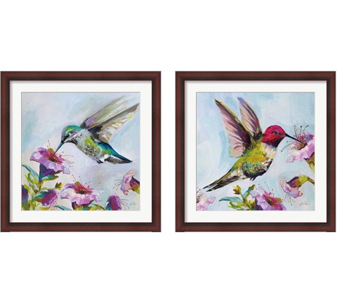 Hummingbird  Florals 2 Piece Framed Art Print Set by Jeanette Vertentes