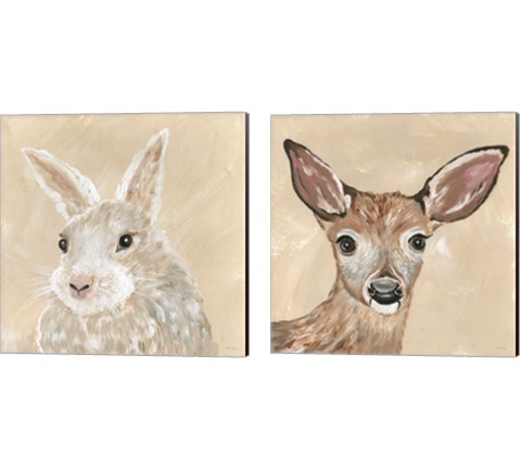 Fuzzy Friends 2 Piece Canvas Print Set by Cindy Jacobs