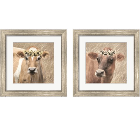 Floral Cow 2 Piece Framed Art Print Set by Lori Deiter