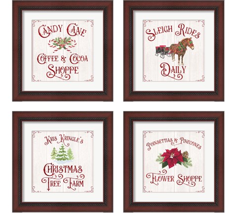 Vintage Christmas Signs 4 Piece Framed Art Print Set by Tara Reed