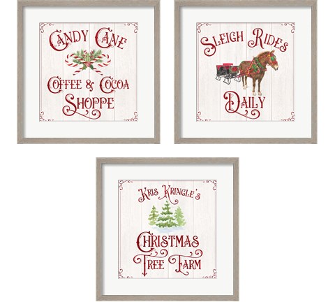 Vintage Christmas Signs 3 Piece Framed Art Print Set by Tara Reed