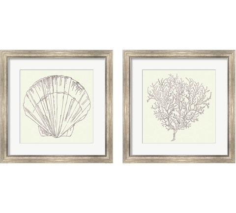 Coastal Breeze Sketches Silver 2 Piece Framed Art Print Set by Anne Tavoletti