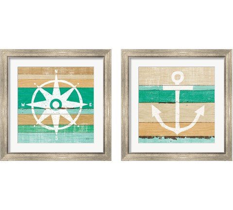 Beachscape Green 2 Piece Framed Art Print Set by Michael Mullan