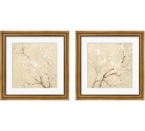 White Cherry Blossoms 2 Piece Framed Art Print Set by Danhui Nai