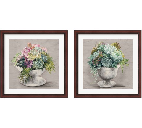 Festive Succulents Gray 2 Piece Framed Art Print Set by Julia Purinton