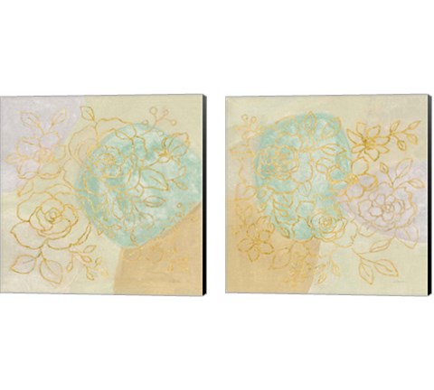 Mid Mod Sophisticated Floral 2 Piece Canvas Print Set by Silvia Vassileva