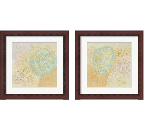 Mid Mod Sophisticated Floral 2 Piece Framed Art Print Set by Silvia Vassileva