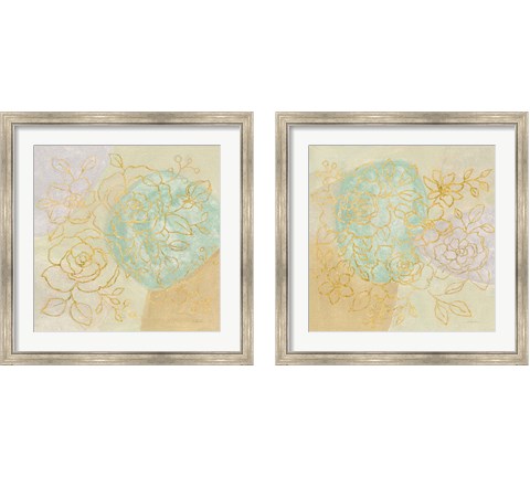 Mid Mod Sophisticated Floral 2 Piece Framed Art Print Set by Silvia Vassileva