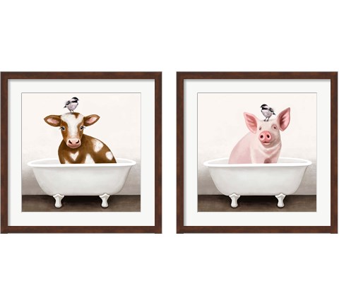 Bathtub 2 Piece Framed Art Print Set by Elizabeth Tyndall