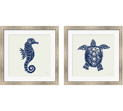 Primitive Sea Navy 2 Piece Framed Art Print Set by Daphne Brissonnet