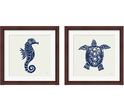 Primitive Sea Navy 2 Piece Framed Art Print Set by Daphne Brissonnet