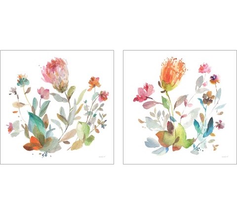 Circle Full of Flowers 2 Piece Art Print Set by Danhui Nai