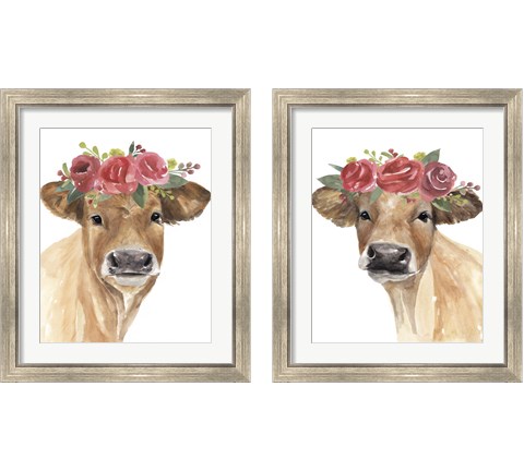 Flowered Cow 2 Piece Framed Art Print Set by Annie Warren