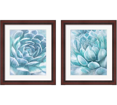 Aqua Succulen 2 Piece Framed Art Print Set by Ramona Murdock