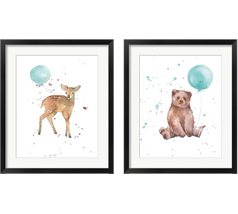 Festive Bear & Fawn 2 Piece Framed Art Print Set by Katrina Pete