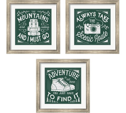 The Great Outdoors Forest Green 3 Piece Framed Art Print Set by Laura Marshall