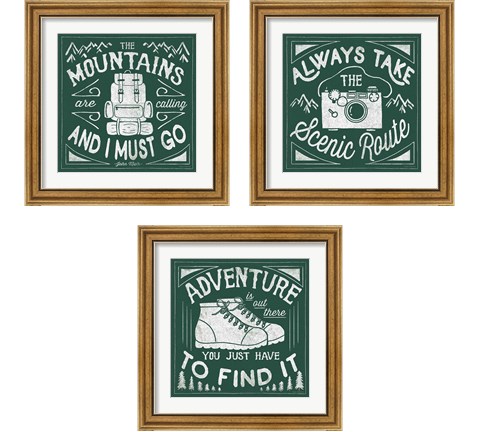The Great Outdoors Forest Green 3 Piece Framed Art Print Set by Laura Marshall
