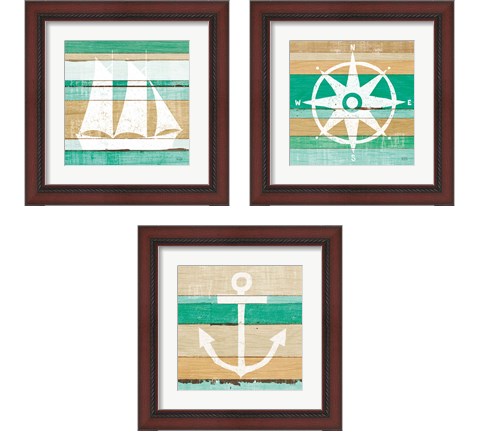 Beachscape Green 3 Piece Framed Art Print Set by Michael Mullan