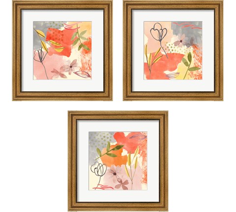 Flower Shimmer  3 Piece Framed Art Print Set by Melissa Wang