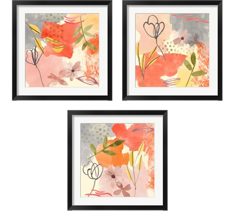 Flower Shimmer  3 Piece Framed Art Print Set by Melissa Wang