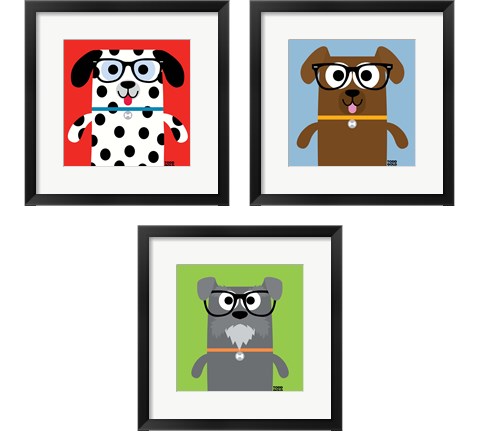 Bow Wow Dogs 3 Piece Framed Art Print Set by Todd Art