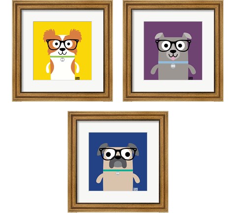 Bow Wow Dogs 3 Piece Framed Art Print Set by Todd Art