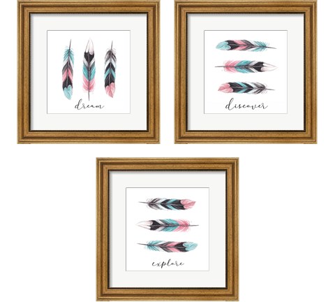 Inspirational Feathers 3 Piece Framed Art Print Set by Elizabeth Tyndall