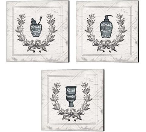 Bathroom 3 Piece Canvas Print Set by Jennifer Pugh