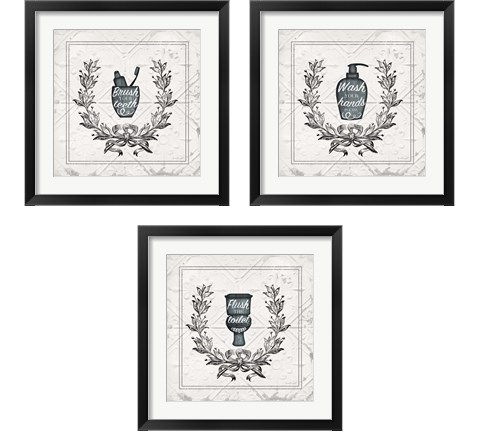 Bathroom 3 Piece Framed Art Print Set by Jennifer Pugh