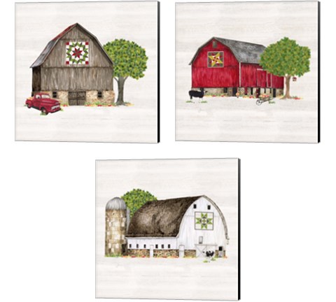 Spring & Summer Barn Quilt 3 Piece Canvas Print Set by Tara Reed